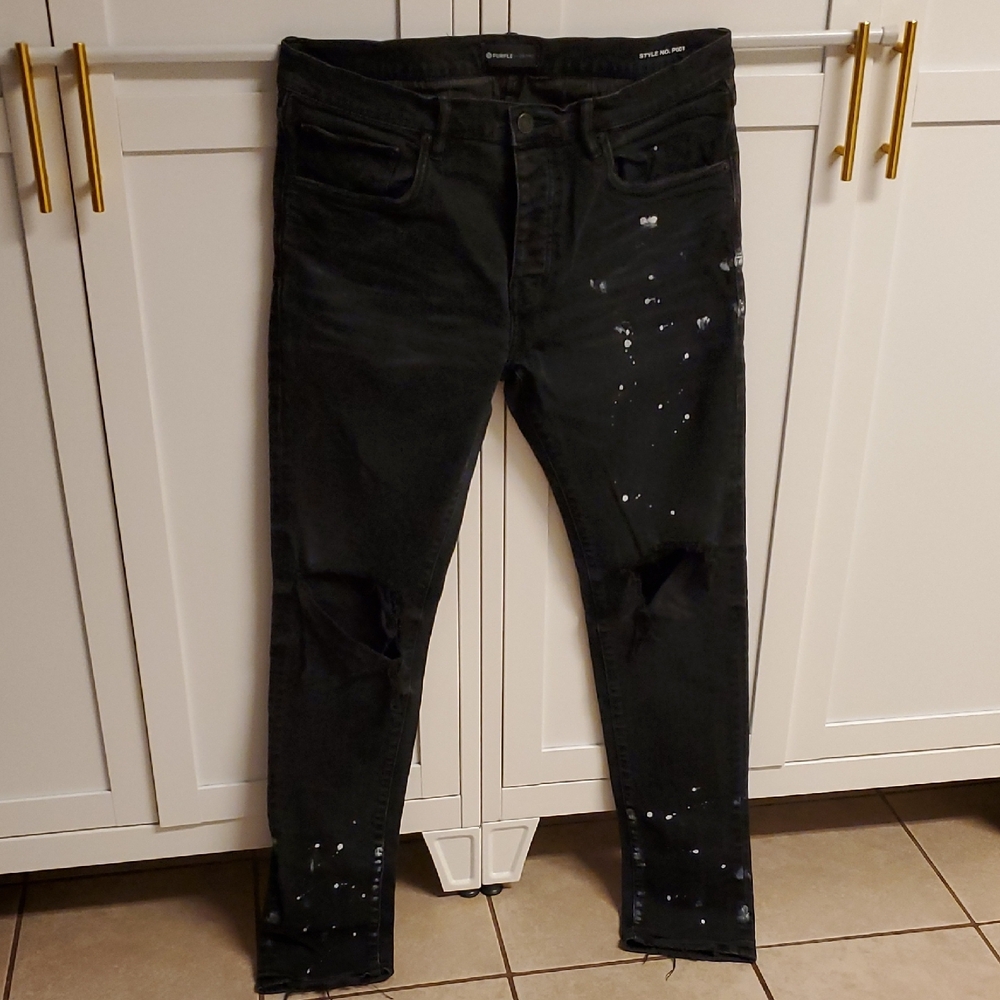 Men's Black Distressed Skinny Jeans